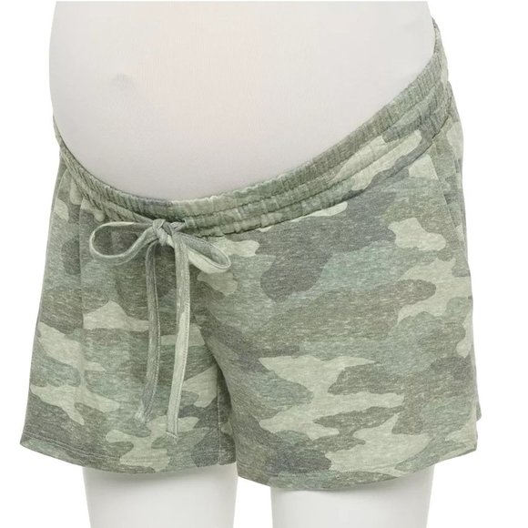 a:glow Pants - a:glow Under Belly Maternity Lounge Shorts Green Camo NWT